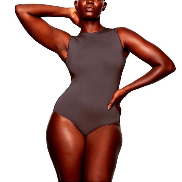 SKIMS Raw High Crew Neck Gunmetal Gray Bodysuit Sz 4X/5X NWOT - Picture 16 of 16